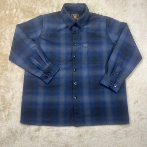 FB County Mens Checker Shirt Blue Black Shadow Plaid Long Sleeve Button Up Small